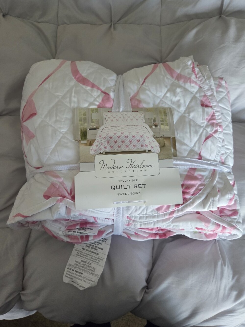 Pink Floral Quilted Comforter Set